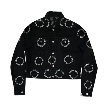Black White Vlone Rhinestone Denim Jacket