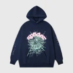 Sp5der OG Web Hoodie in Navy Blue