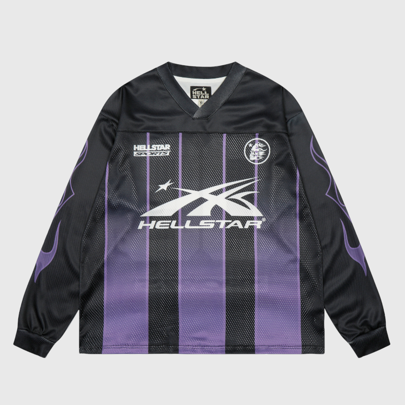hellstar-black-and-purple-mesh-patchwork-long-sleeve-tee.webp Hellstar Black and Purple Mesh Patchwork Long Sleeve Tee - Image 1