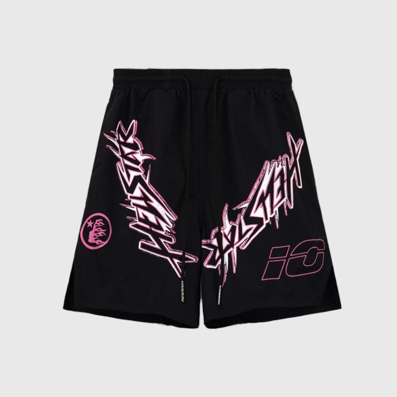 hellstar-black-nylon-athletic-graphic-shorts.jpg Hellstar Nylon Athletic Shorts Black - Image 1