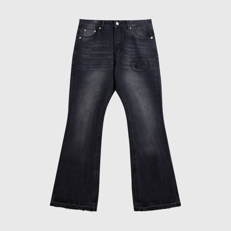 hellstar-black-washed-denim-jeans-front-view.webp Hellstar Black Washed Denim Jeans - Image 1