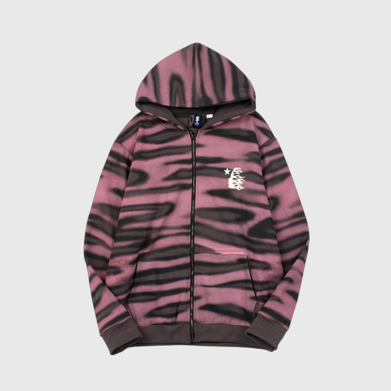 hellstar-classic-logo-airbrush-zip-up-pink-hoodie.webp Hellstar Classic Logo Airbrush Zip-Up - Image 1