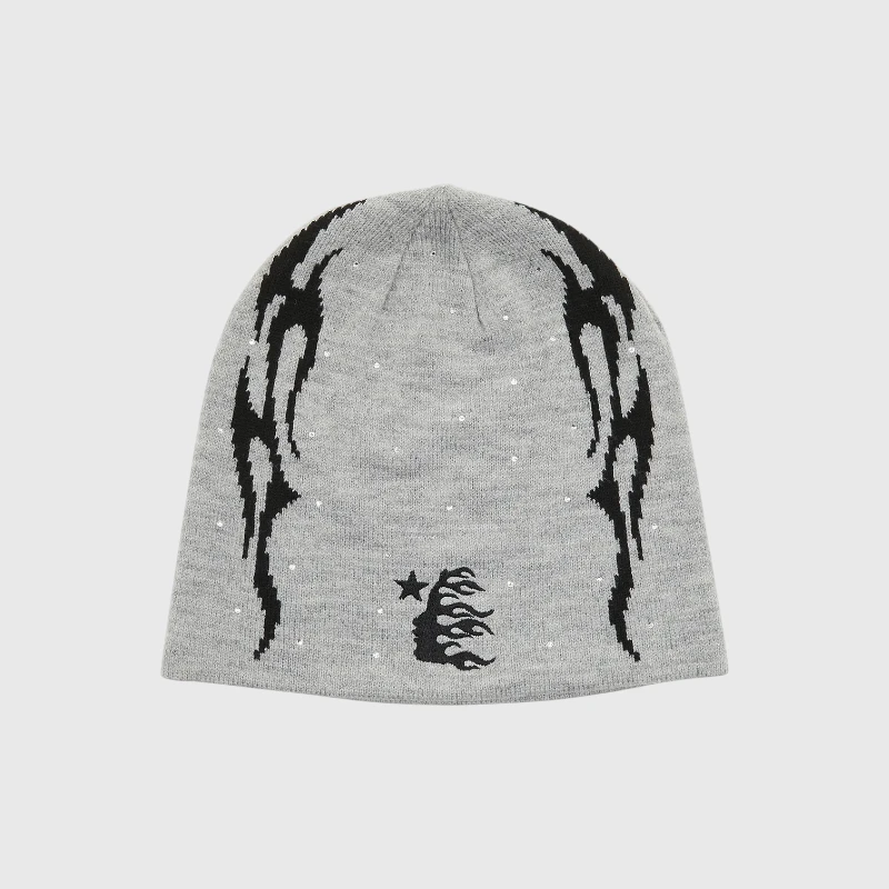 hellstar-flame-beanie-grey.webp Hellstar Flame Beanie Grey - Image 1