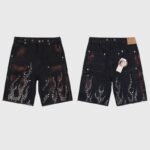Hellstar Flame Studded Denim Shorts