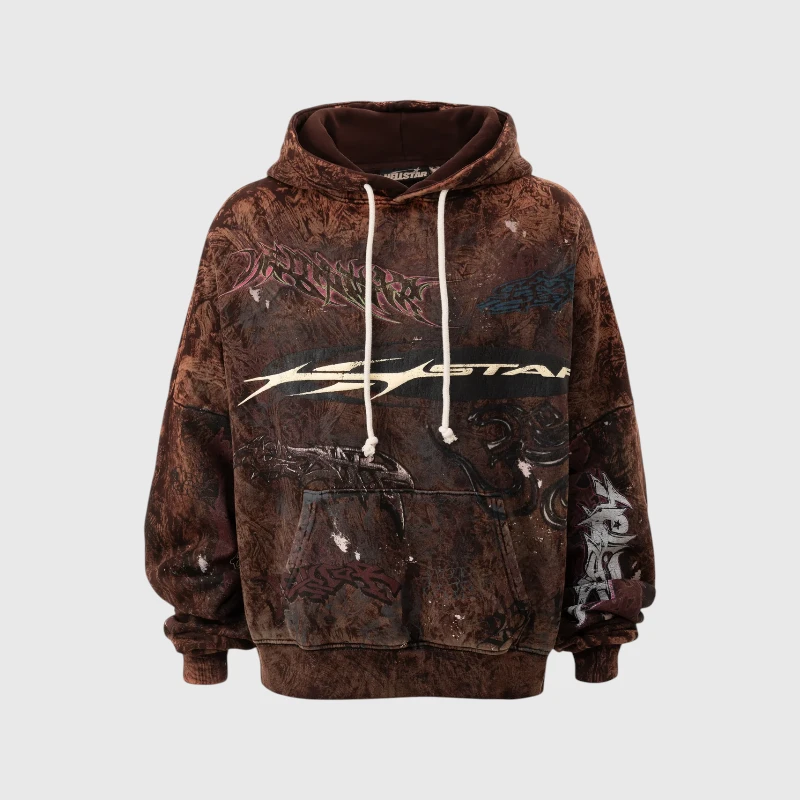 hellstar-h-star-graffiti-print-hoodie-brown.webp Hellstar H Star Graffiti Print Hoodie - Image 1