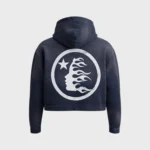 Hellstar Logo Zip Up Sweatshirt Vintage Navy - Image 2