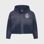 Hellstar Logo Zip Up Sweatshirt Vintage Navy