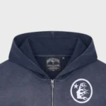 Hellstar Logo Zip Up Sweatshirt Vintage Navy - Image 3
