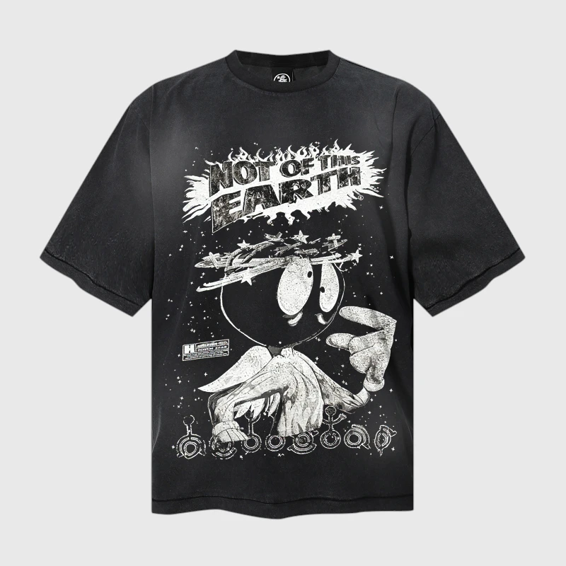 hellstar-not-of-this-earth-black-graphic-t-shirt.webp Hellstar Not Of This Earth T-Shirt - Image 1