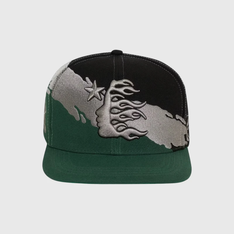 hellstar-paintbrush-snapback-hat-black-green.webp Hellstar Paintbrush Snapback Hat Black Green - Image 1