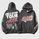 Hellstar Records Tour Flame Hoodie Jet Black - Image 3