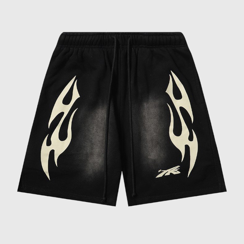 hellstar-sports-flame-shorts-black.jpg Hellstar Sports Flame Shorts Black - Image 1