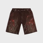 Hellstar Studded Denim Shorts Brown