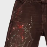 Hellstar Studded Denim Shorts Brown - Image 4