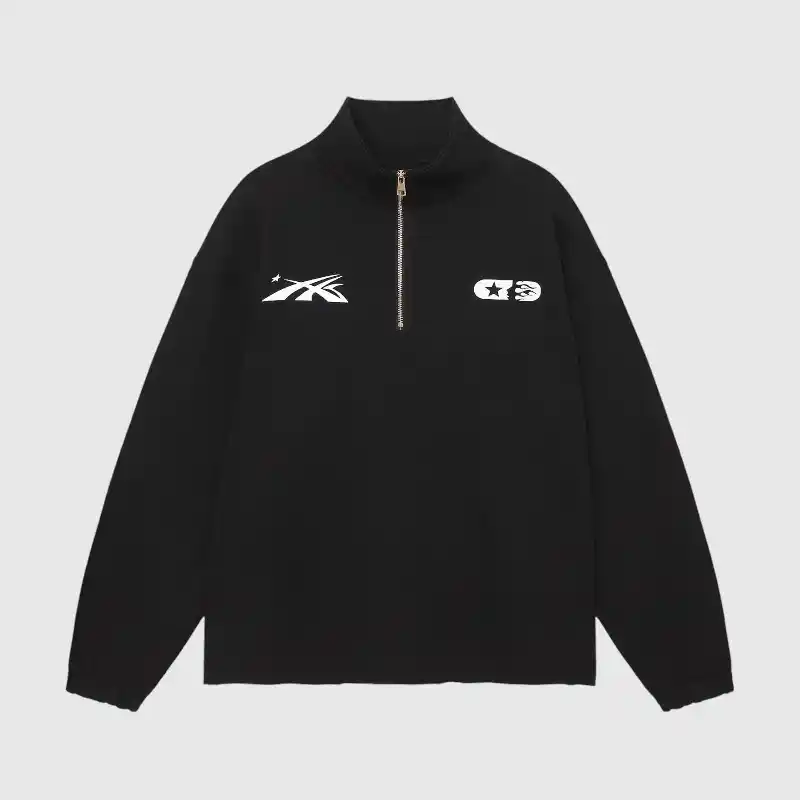 hellstar-studios-quarter-zip-black-sweater.webp Hellstar Studios Zipper Sweater - Image 1