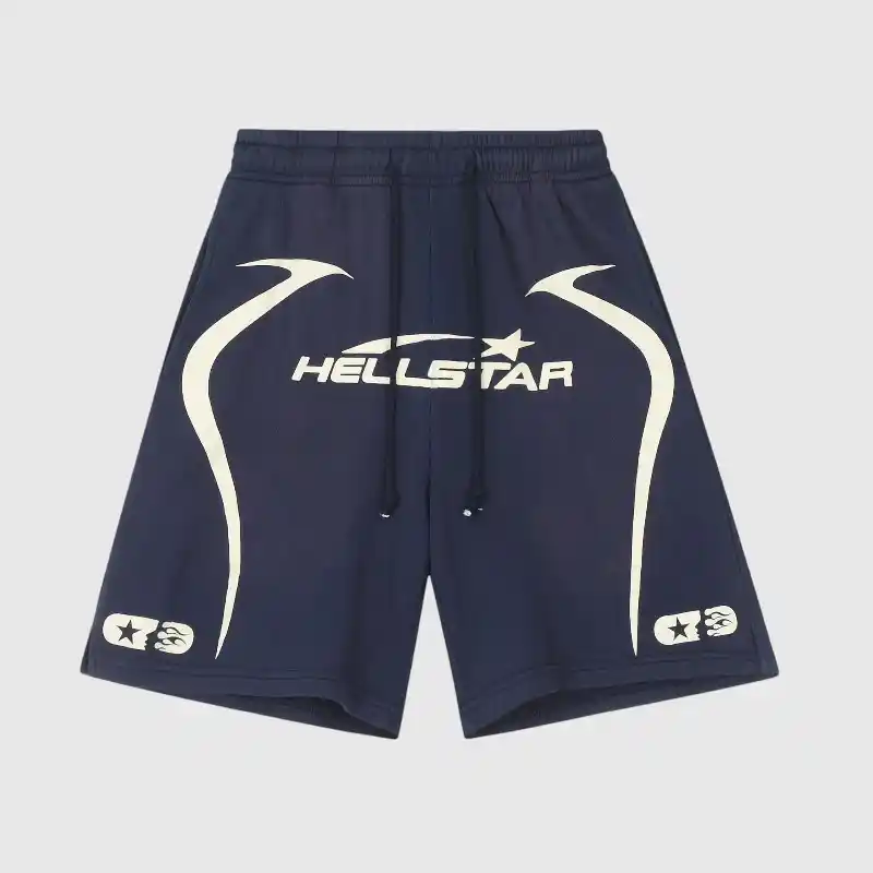 hellstar-warm-up-blue-graphic-shorts.webp Hellstar Warm Up Shorts Blue - Image 1