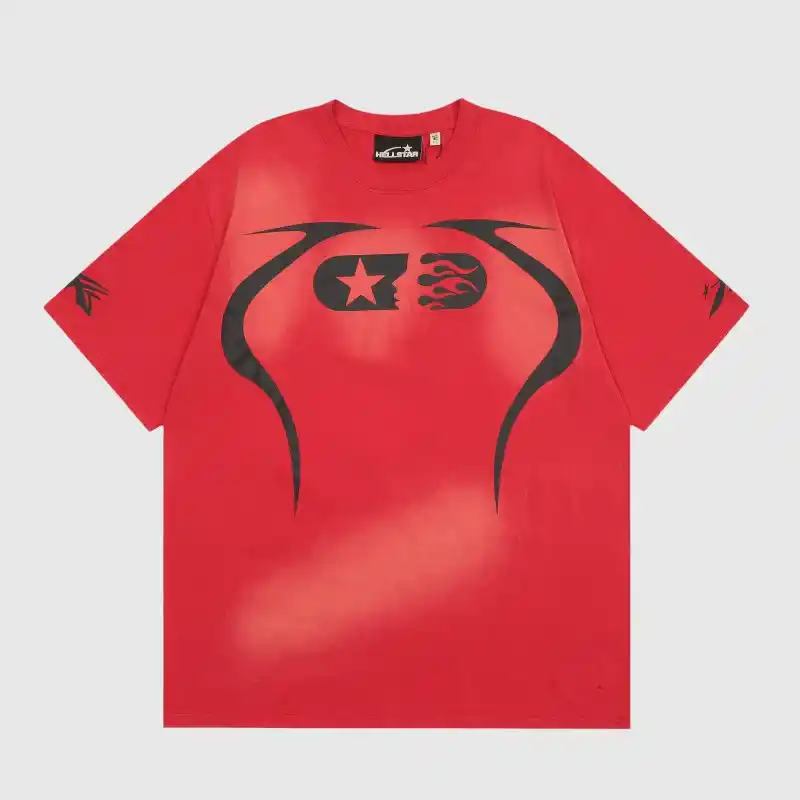 hellstar-warm-up-red-t-shirt-front-view.webp Hellstar Warm Up T- Shirt Red - Image 1